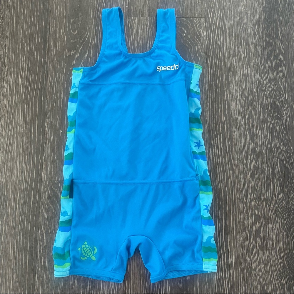 Speedo Baby Boy Blue Rashguard One Piece Swimsuit Size 2-4